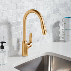 Focus N HighArc Kitchen Faucet with 2-Spray Pull-Down, 1.75 GPM in Brushed Gold Optic | product photo