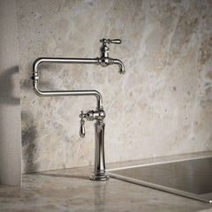 Artifacts Single-Hole Deck-Mount Pot Filler with Extended Spout in Polished Chrome | product photo
