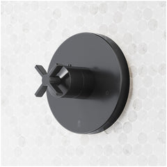 Vassor Thermostatic Shower System With Dual Showerheads, Slide Bar and Hand Shower, Matte Black | product photo