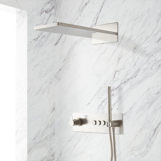 Hollyn Simple Select Thermostatic Shower System with Dual-Function Shower Head and Hand Shower in Brushed Nickel