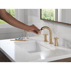 Trinsic 3-Hole Widespread Pull Out Sprayer Bathroom Faucet, 2-Handle Bathroom Sink Faucet in Champagne Bronze | product photo