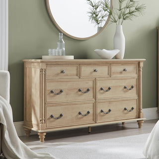 7-Drawer Dresser in Natural Oak with Solid Wood Legs