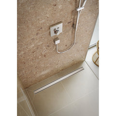RainDrain Match Drain Trim 27 5/8" with Height Adjustable Frame in Brushed Stainless Steel | product photo