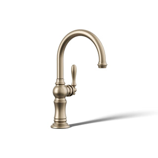 Artifacts Single-Hole Bar Faucet with Supply Lines in Brushed Bronze