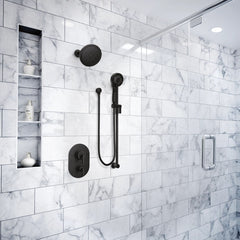 Doux Posi-Temp with Built-in 3-Function Transfer Valve Trim Kit in Matte Black | product photo