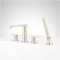 Berwyn 4-Hole Roman Tub Faucet and Hand Shower with Rough-In Valve Brushed Nickel | product photo
