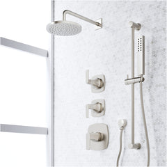 Sefina Thermostatic Shower System with Slide Bar and Hand Shower, Brushed Nickel | detail photo