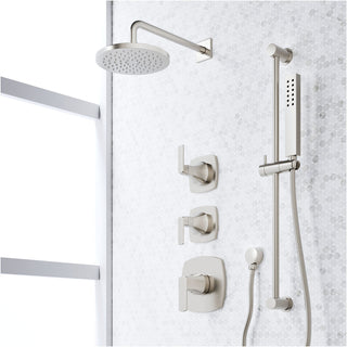 Sefina Thermostatic Shower System with Slide Bar and Hand Shower, Brushed Nickel