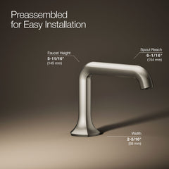 Kohler Occasion Sink Spout with Straight Design Single Hole Bathroom Faucet with Drain Assembly in Vibrant Brushed Nickel | product photo