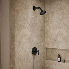 Purist Rite Temp Shower Trim kit with lever handle in Matte Black | detail photo