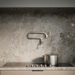 Kohler Graze Wall-Mount Pot Filler Faucet, Swing Arm Kitchen Pot Filler Faucet in Vibrant Stainless | product photo