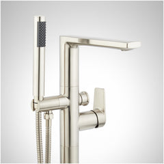 Berwyn Freestanding Tub Faucet with Hand Shower and Rough-In Valve Brushed Nickel | product photo
