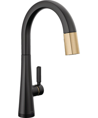 Touch2O Technology Kitchen Faucet with Touchless Technology in Matte Black / Champagne Bronze