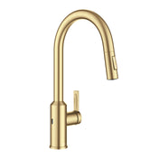 Oletto Touchless Sensor Pull-Down Single Handle Kitchen Faucet in Brushed Brass