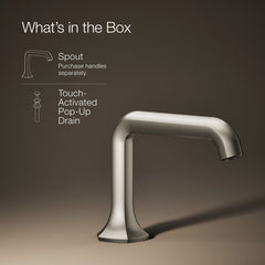 Kohler Occasion Sink Spout with Straight Design Single Hole Bathroom Faucet with Drain Assembly in Vibrant Brushed Nickel | product photo