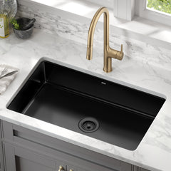 Pintura™ 32" L Undermount Porcelain Enameled Steel Single Bowl Kitchen Sink in Black | product photo