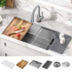 Lorelai™ 32" L Workstation Kitchen Sink Undermount 16 Gauge Stainless Steel Single Bowl | product photo