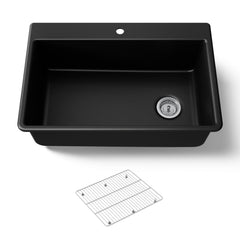 Kennon™ 33" x 22" x 10-1/8" Neoroc™ Under-Mount Single-Bowl Kitchen Sink in Matte Black | product photo