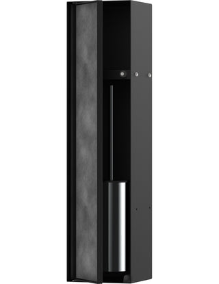 XtraStoris Rock Recessed Toilet Brush Holder with Shelf & Tileable Door in Matte Black