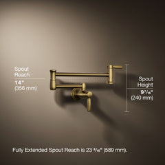 Kohler Wall-Mount Pot Filler Faucet, Swing Arm Kitchen Pot Filler Faucet | product photo
