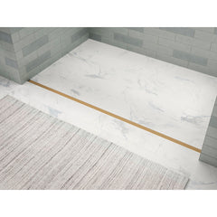 Linear Grid Shower Drain Grate in Vibrant Brushed Moderne Brass | product photo