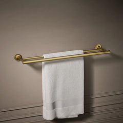Purist Double 24" Wall Mounted Towel Bar in Vibrant Brushed Moderne Brass | product photo