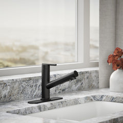 Kohler Crue Pull-Out Kitchen Sink Faucet, Pull-Out Laundry Faucet with Three-Function Sprayhead in Matte Black | product photo