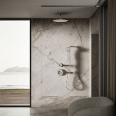 Contemporary Round 14" Rainhead with Katalyst Air-Induction Spray, 2.5 Gpm in Vibrant Polished Nickel | product photo