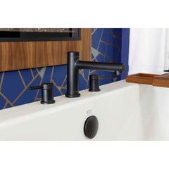 Align Double Handle Deck Mounted Roman Tub Faucet Trim in Matte Black | detail photo