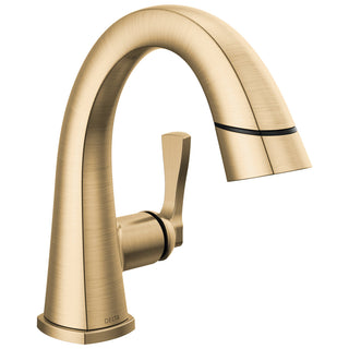 Stryke Single Hole Pull Out Sprayer Bathroom Faucet, Single Handle Bathroom Sink Faucet in Lumicoat Champagne Bronze