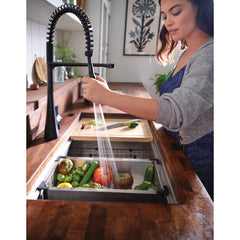 Luxe Chef 32” Workstation Stainless Steel Undermount Single Bowl Sink with Accessories | product photo