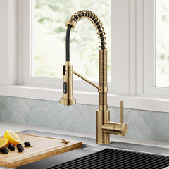 Bolden Commercial Style 2-Function Single Handle Pull Down Kitchen Faucet in Gold | product photo