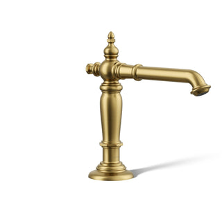 Artifacts Widespread Bathroom Faucet Spout with Drain Assembly in Vibrant Brushed Moderne Brass