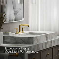 Kohler Occasion Single Hole Bathroom Faucet Spout in Vibrant Brushed Moderne Brass | product photo