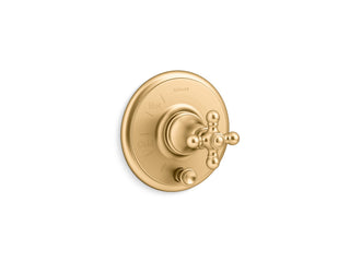 Artifacts Rite-Temp Valve Trim with Diverter and Cross Handle in Vibrant Brushed Moderne Brass