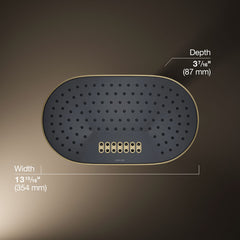 Statement Oblong 14" Two-Function 2.5 Gpm Fixed Shower Head With Katalyst Air-Induction Technology in Vibrant French Gold | product photo