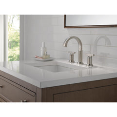 Tetra 3-Hole Widespread Bathroom Faucet, 2-Handle Bathroom Sink Faucet with Drain Assembly in Stainless Steel | product photo