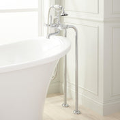 Telephone Style Floor Mounted Tub Faucet with Porcelain Lever Handles in Chrome