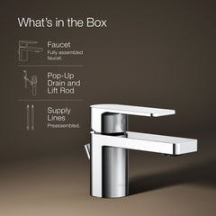 Kohler Parallel Single Hole Bathroom Faucet in Polished Chrome | product photo