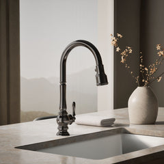 Kohler Artifacts Touchless Pull Down Kitchen Sink Faucet with Three-Function Sprayhead in Vibrant Titanium | product photo