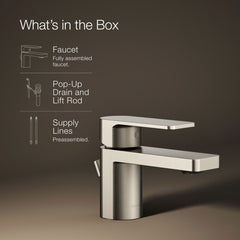 Kohler Parallel Single Hole Bathroom Faucet in Vibrant Brushed Nickel | product photo