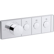 Anthem Three-Outlet Thermostatic Valve Control Panel With Recessed Push-Buttons in Chrome