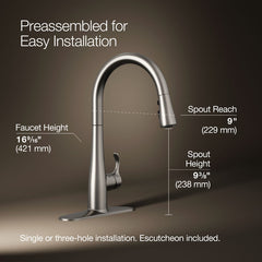 Simplice Touchless Pull-Down Kitchen Sink Faucet with Three-Function Sprayhead | product photo