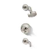 Purist Rite-Temp Pressure-Balancing Bath and Shower Faucet Trim with Push-Button Diverter, 7-3/4" Spout and Lever Handle, Valve Not Included in Vibrant Polished Nickel