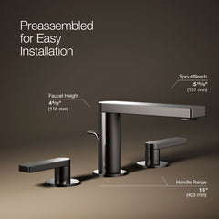 Kohler Composed Widespread Bathroom Faucet with Drain Assembly in Vibrant Titanium | product photo