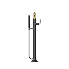 Tone Floor Mounted Clawfoot Tub Faucet in Matte Black/Moderne Brass | product photo
