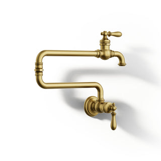 Artifacts Single-Hole Wall-Mount Pot Filler in Brushed Brass