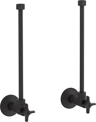 Pair Angle Supplies with Stop, Cross Handle and Annealed Vertical Tube