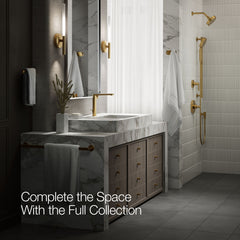 Kohler Composed Single Hole Bathroom Faucet with Drain Assembly in Vibrant Brushed Moderne Brass | product photo
