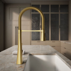 Kohler Graze Single-Handle Semi-Professional Kitchen Sink Faucet With 24-5/16-In Spout in Gold | product photo